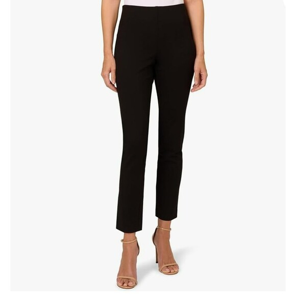 NWT Pull-On Solid Bi-Stretch BLACK PANTS BLACK CROP PANTS  Adrianna Papell Sz 14 - Picture 1 of 6